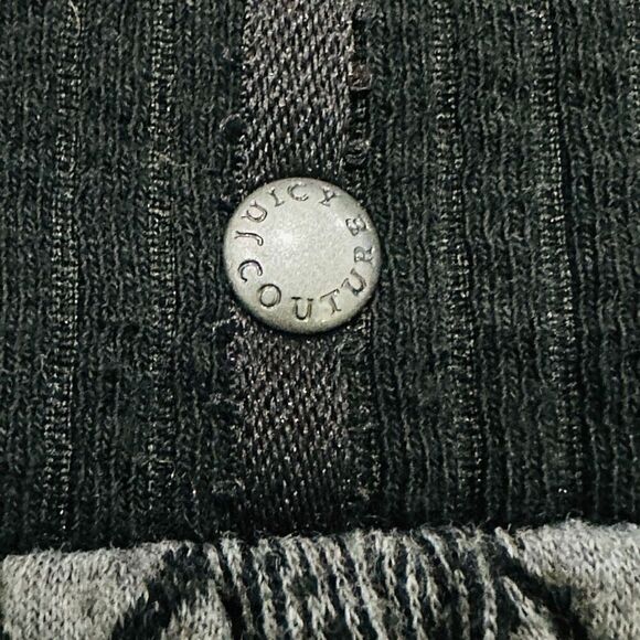 JUICY COUTURE Gray Grey Black Plaid Wool Cotton Elastic Waist Pull On Y2K Vibes - Picture 3 of 4